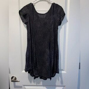 Black A-line Flutter Sleeve Knee-Length Dress